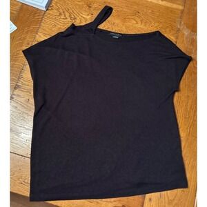 Woman's Black Sanctuary Part Time Lover Lightweight Sweater Cold Shoulder XXL